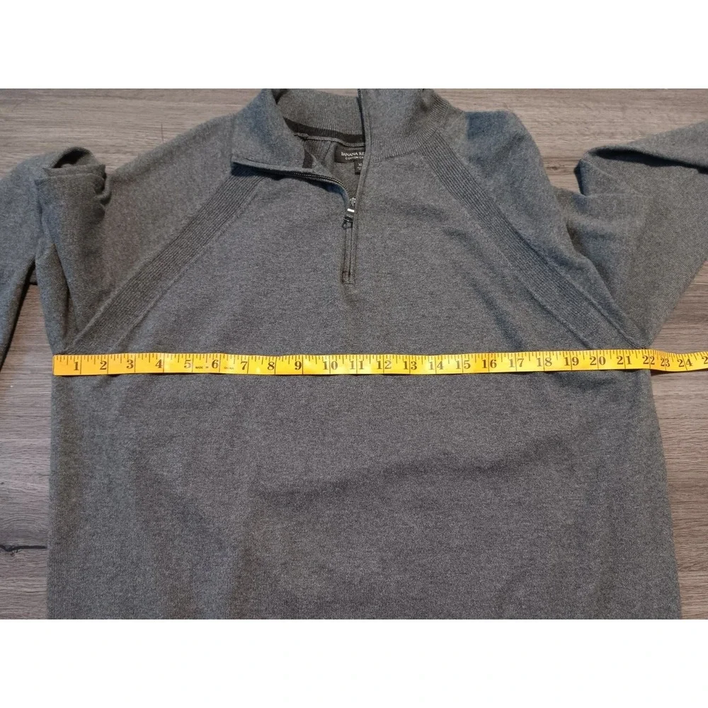 Banana Republic Men's Gray Cotton Cashmere Knit Quarter Zip Sweater Size‎ XL